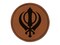 Sikh Khanda Indian Punjab Religious Symbol Round Iron-On Engraved Faux Leather Patch Applique - 2.5"